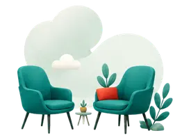 illustration coaching individuel en fauteuils face à face
