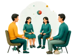 illustration de personnes assises en groupe de parole